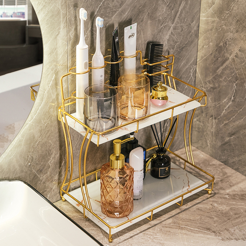 Golden Bathroom Storage Orgnizer